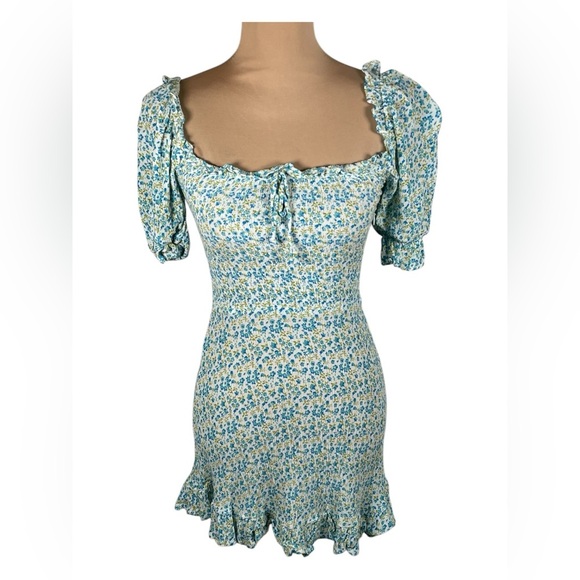 Faithfull the Brand Donna 🌸 floral-print crepe mini dress Size 4/Small - Picture 3 of 12
